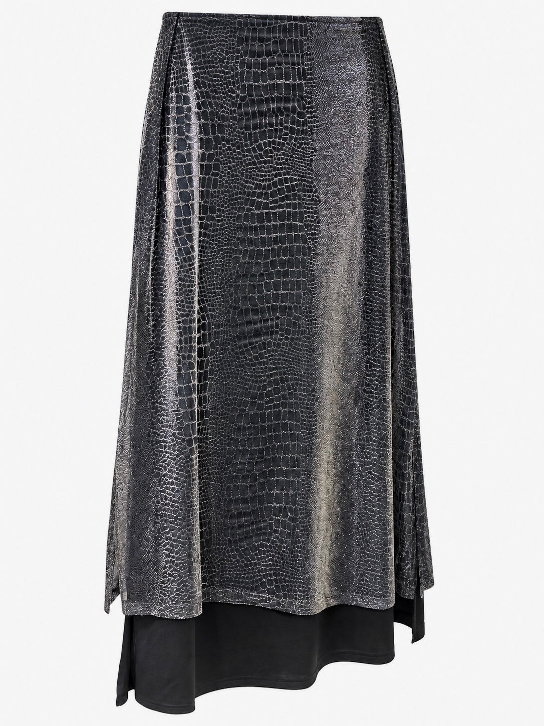 Metallic asymmetrical skirt