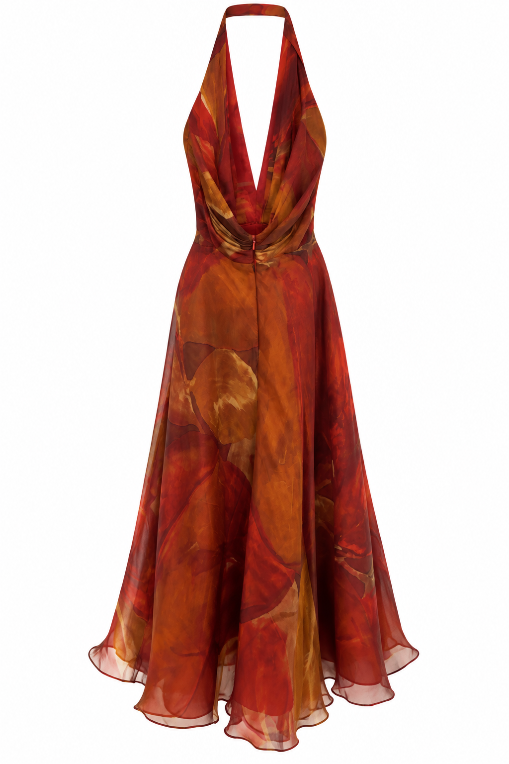 100% silk backless midi dress