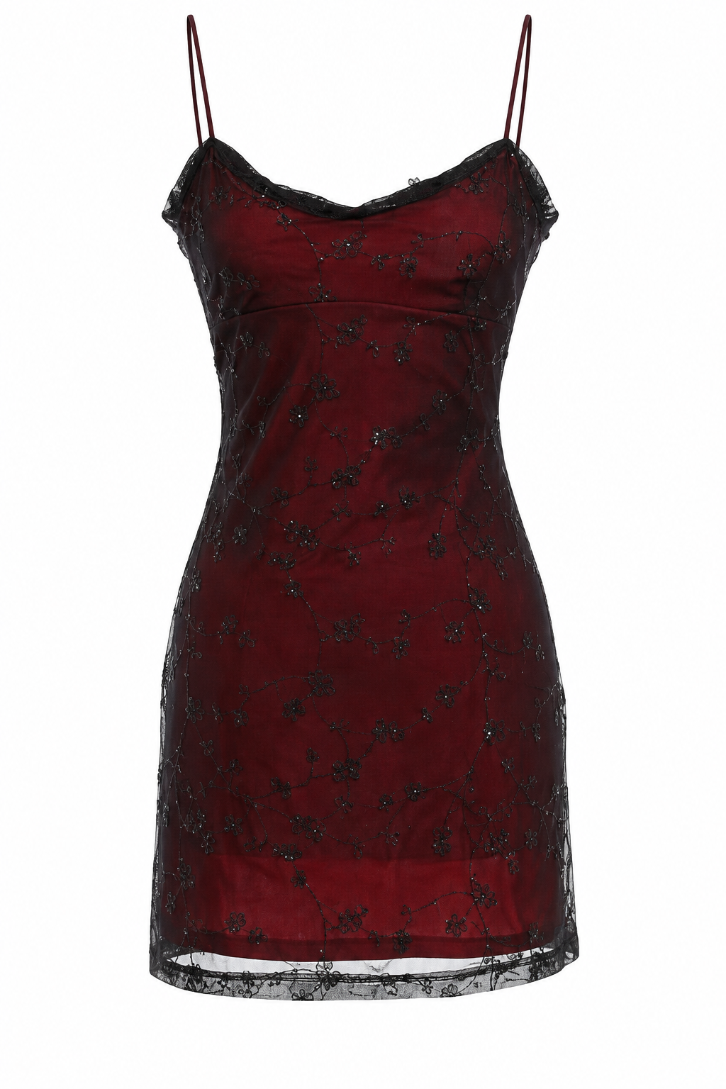 90s over layered dress with shimmery flowers