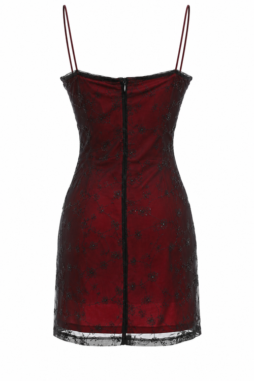 90s over layered dress with shimmery flowers