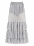 Sheer maxi ruffled skirt with inside shorts
