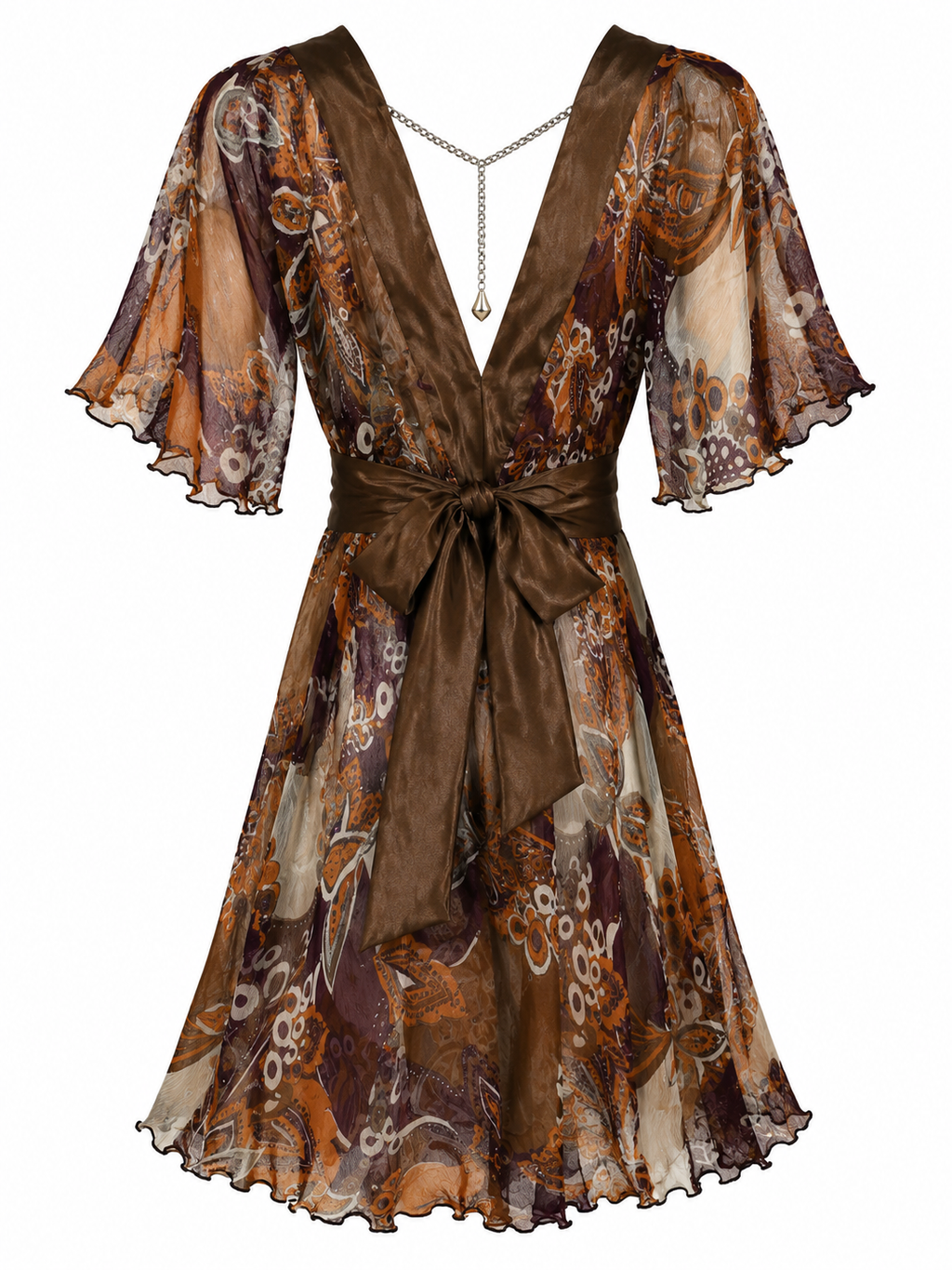 Deadstock 100% rayon dress with chain charm on the back