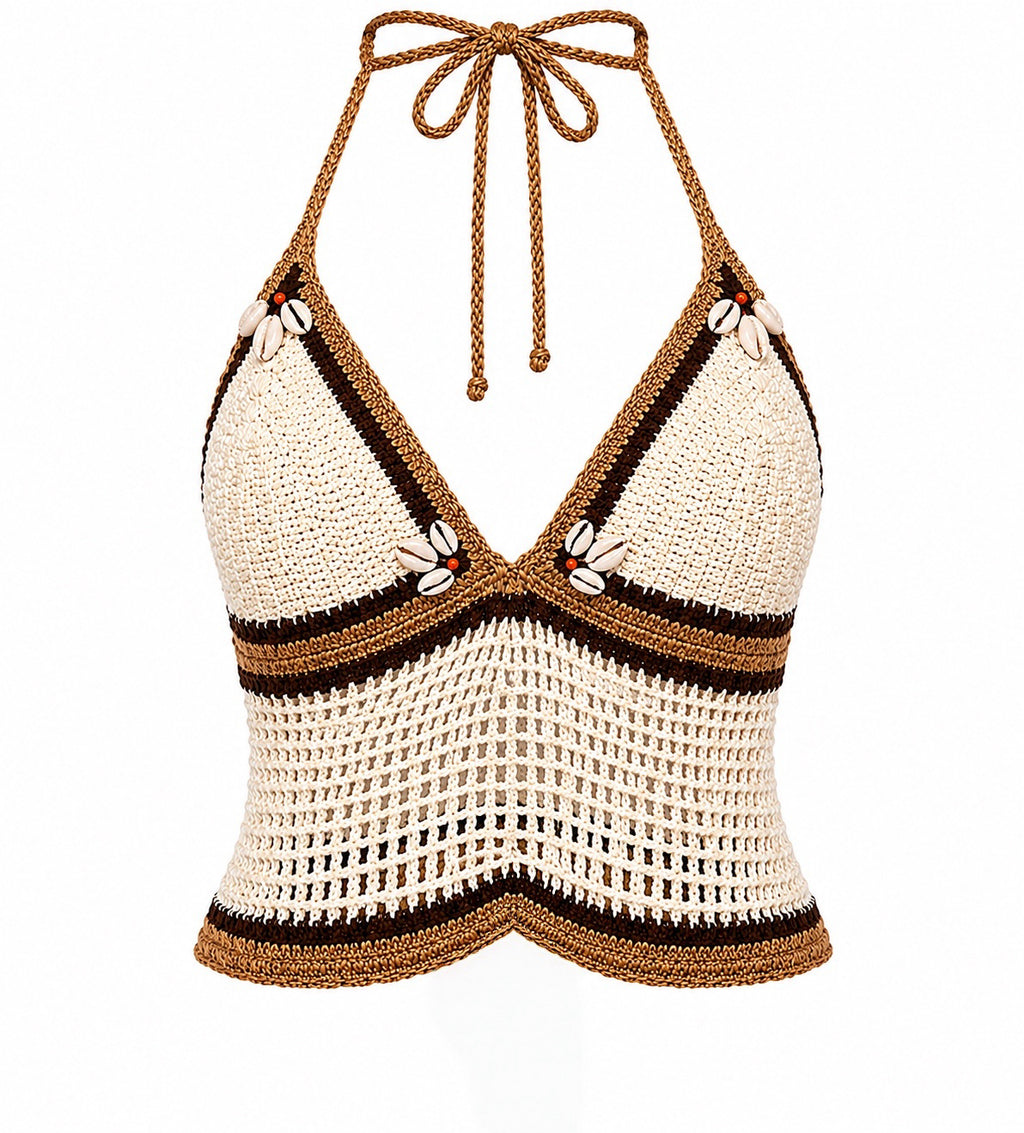Crochet butterfly top with sea shells