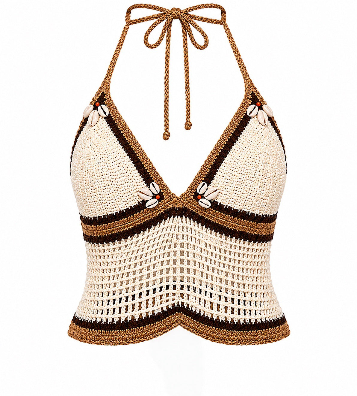 Crochet butterfly top with sea shells