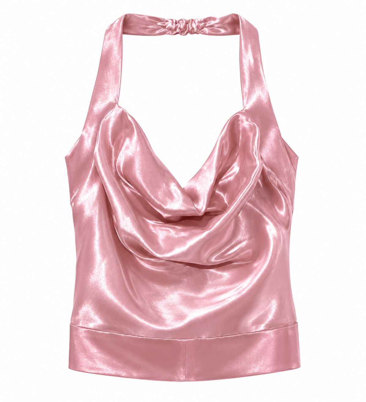 Satin backless cowl neck top