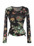Mesh Japanese style ruched top
