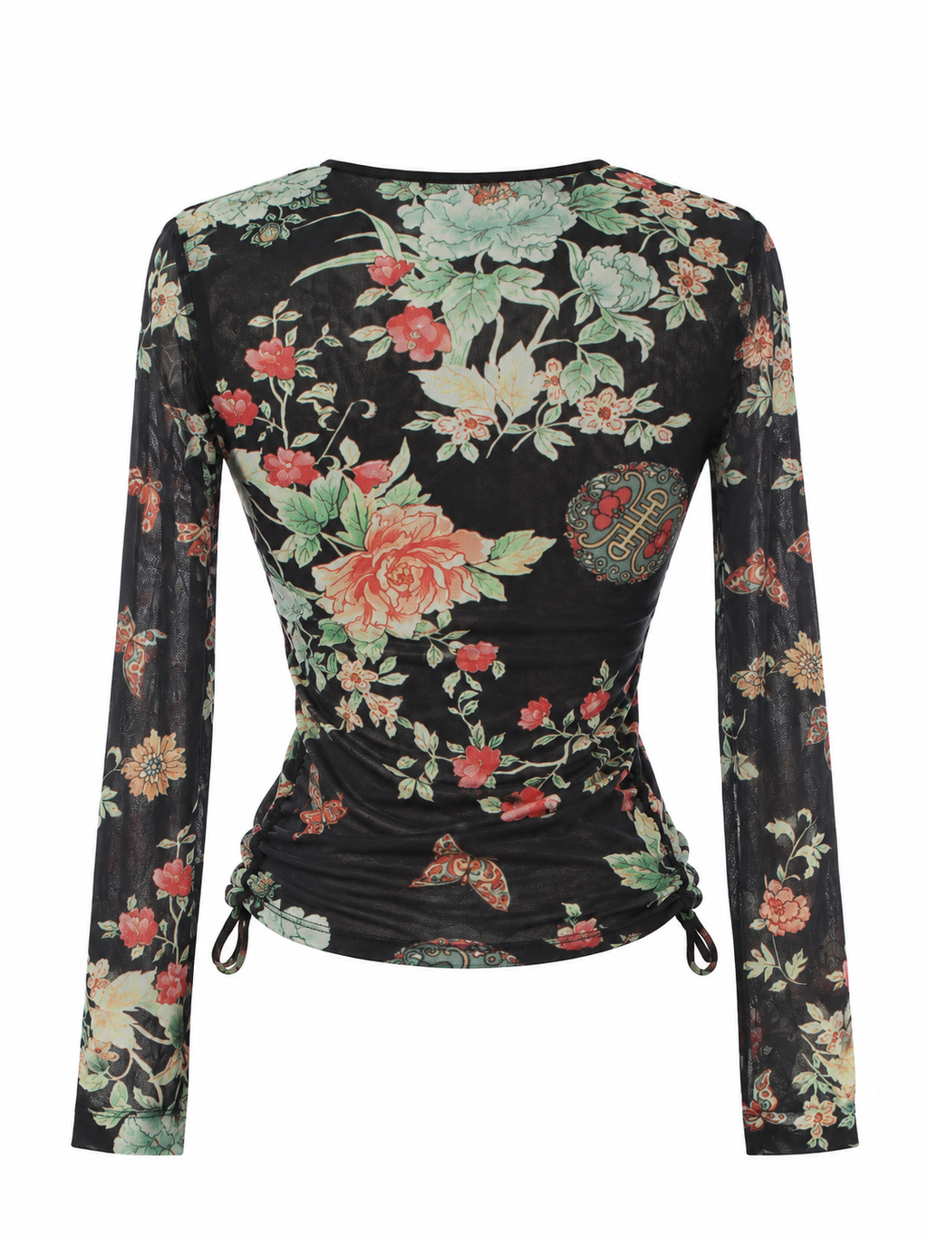 Mesh Japanese style ruched top