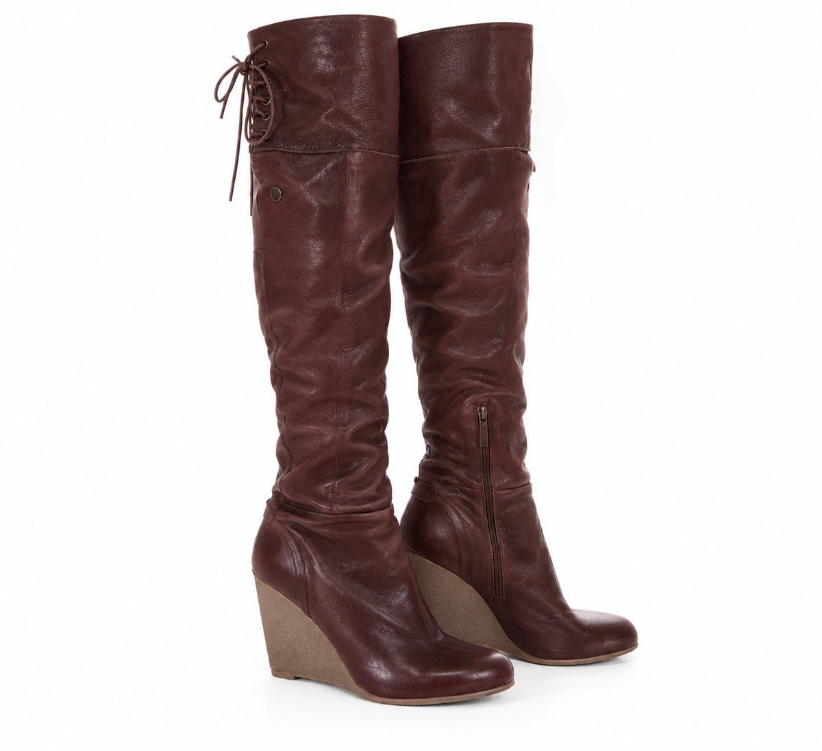 Nine West leather wedge boots