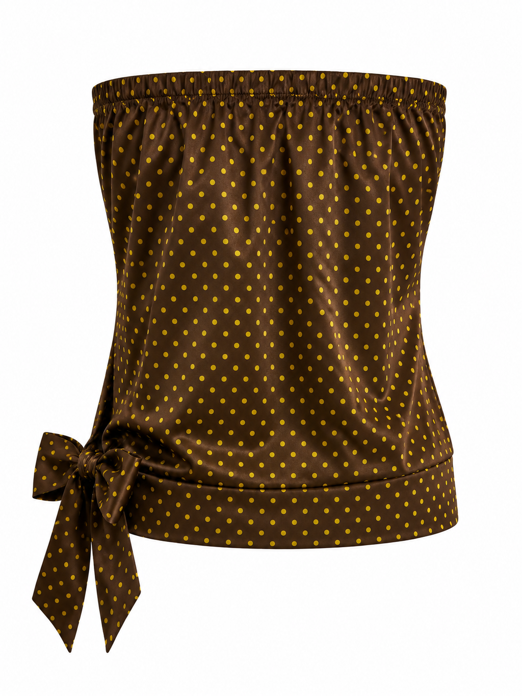 Satin strapless polka dot top