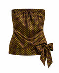 Satin strapless polka dot top