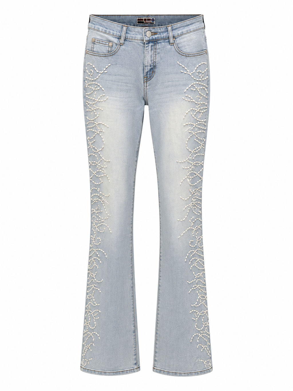 Vintage pearl embellished jeans