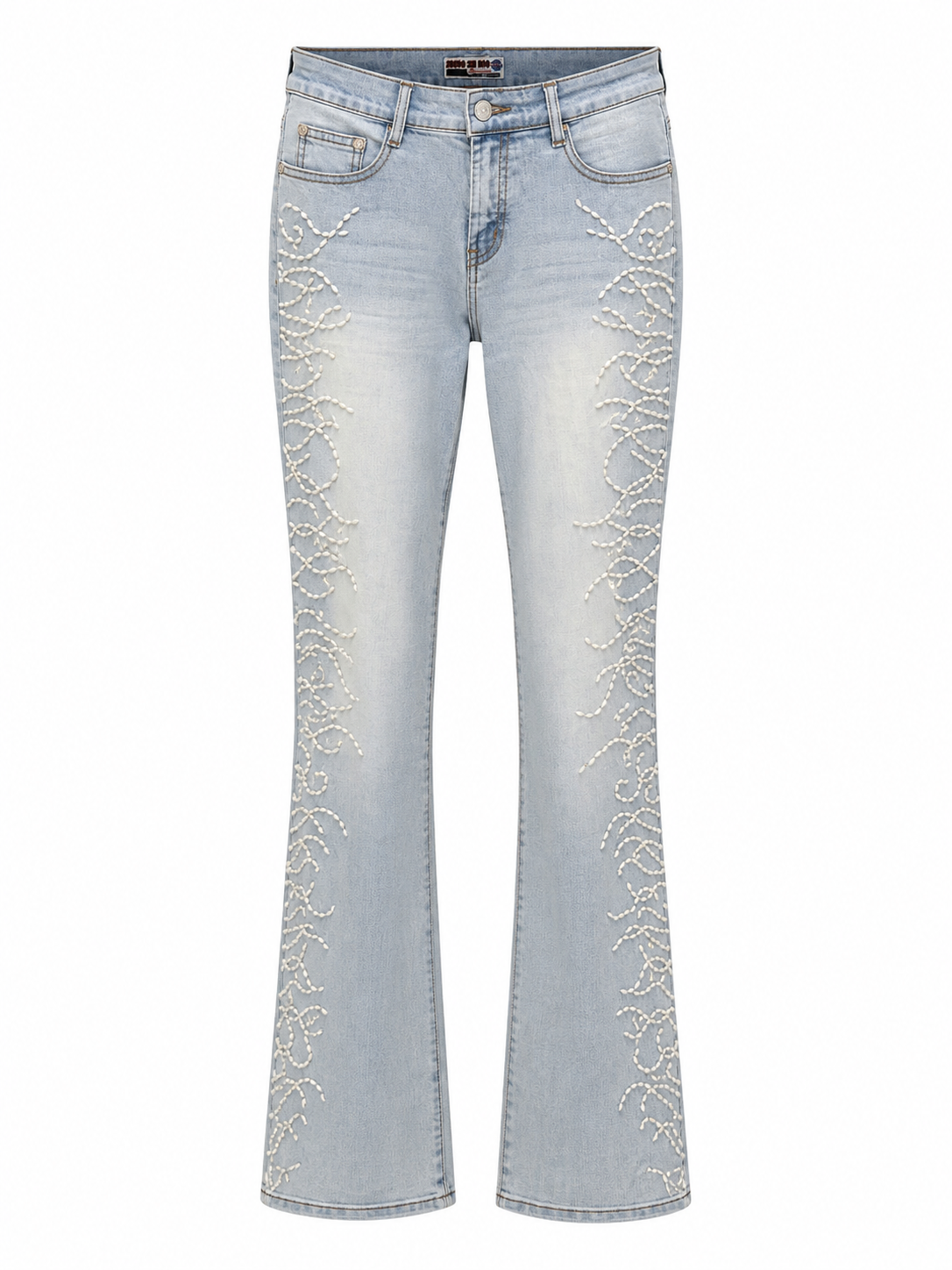 Vintage pearl embellished jeans