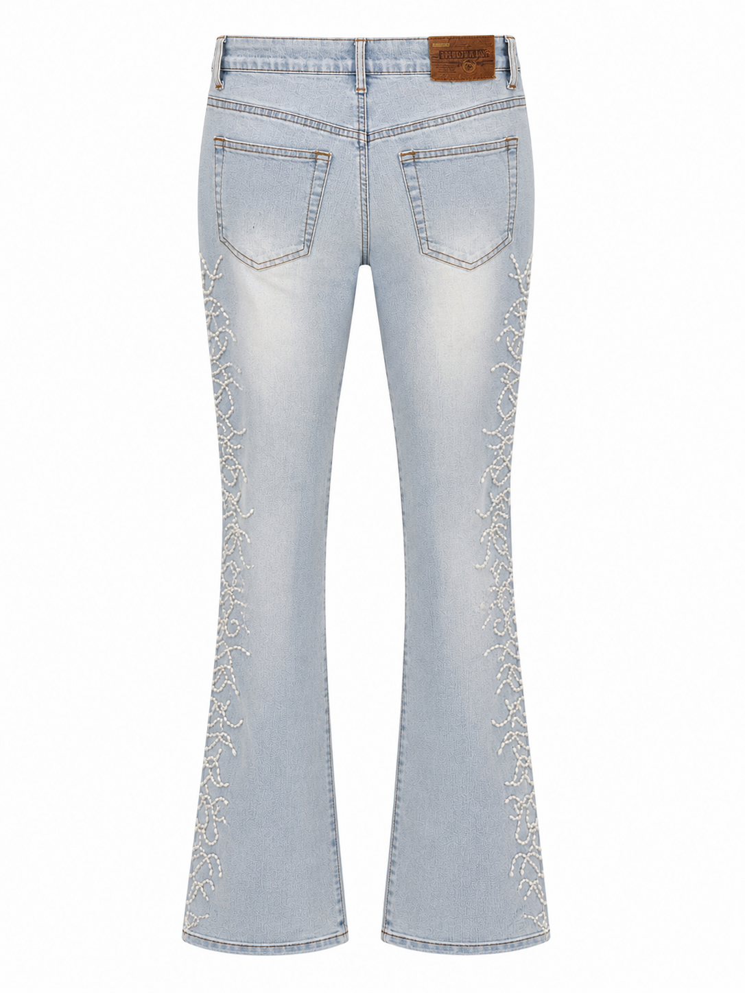Vintage pearl embellished jeans