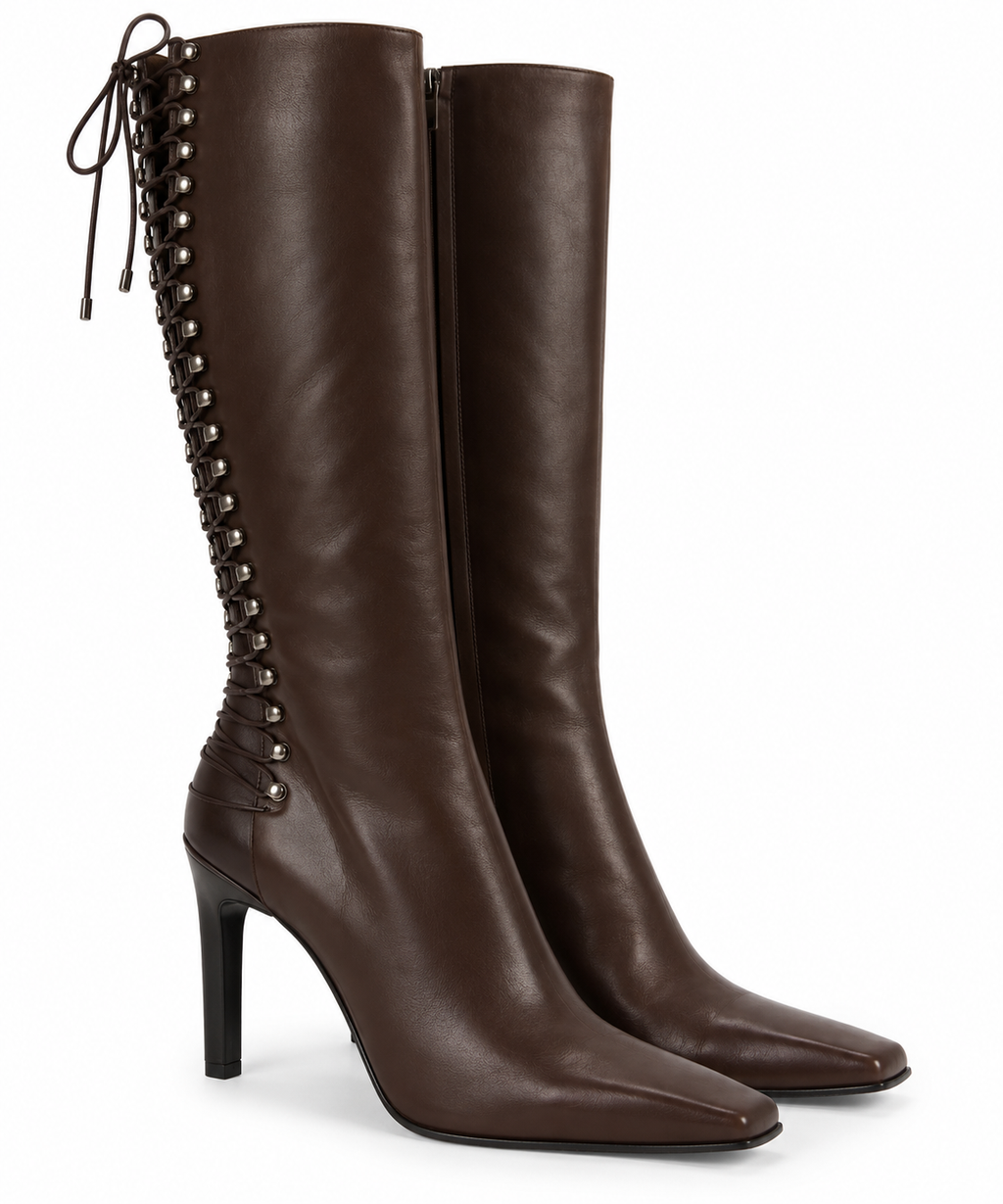 Deadstock leather corset lace up boots