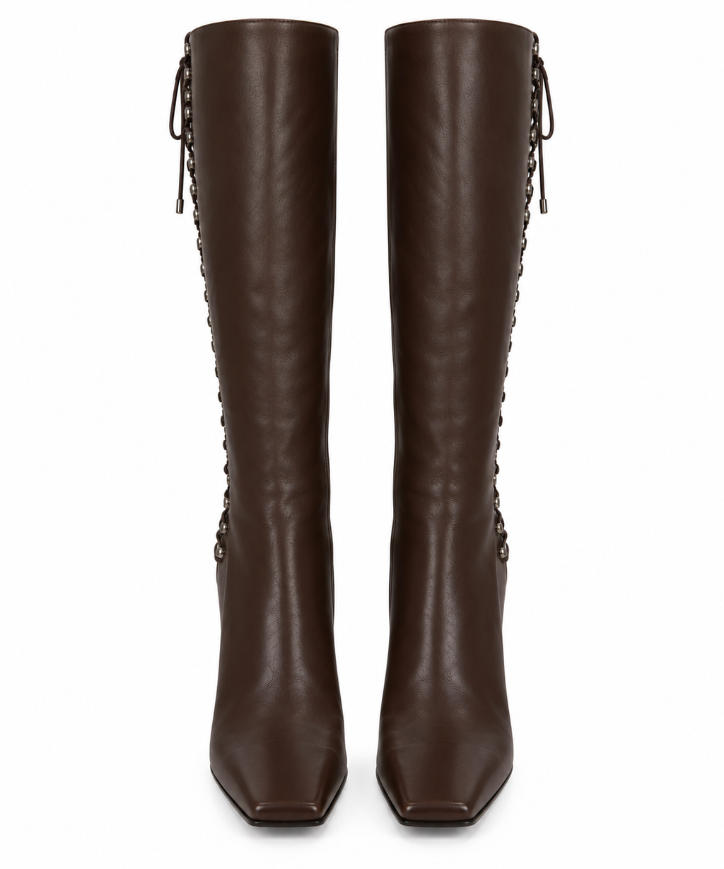 Deadstock leather corset lace up boots
