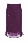 Asymmetrical skirt with rhinestones on the front