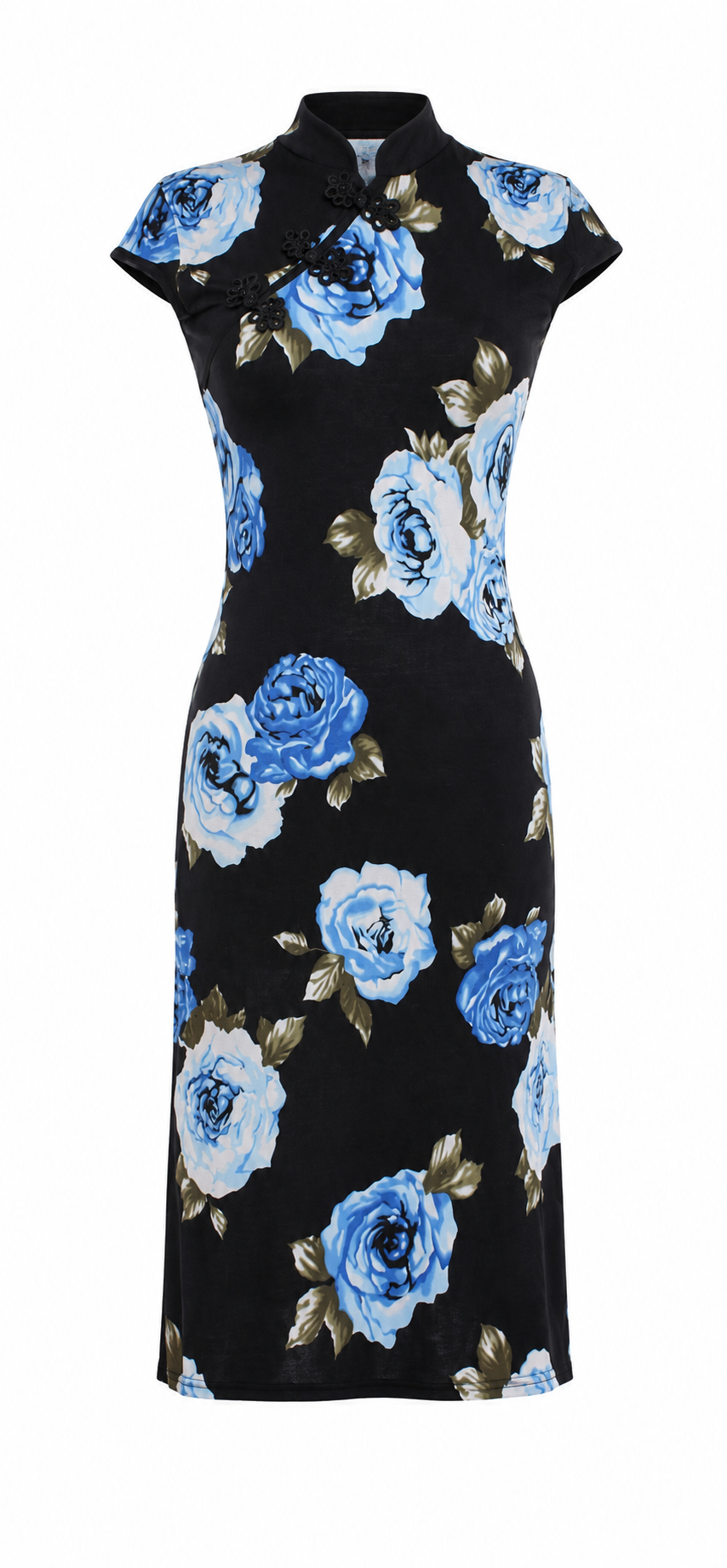 Elastic floral quipao dress