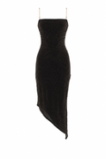 Sparkly asymmetrical dress with thin chain strap