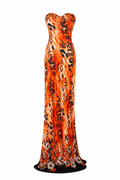 Maxi leopard & mixed print strapless dress