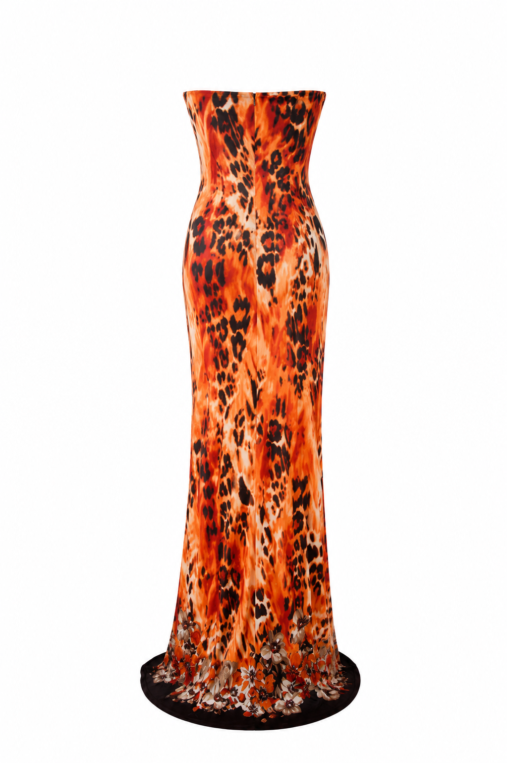 Maxi leopard & mixed print strapless dress