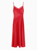 Coral red maxi slip dress with side slit