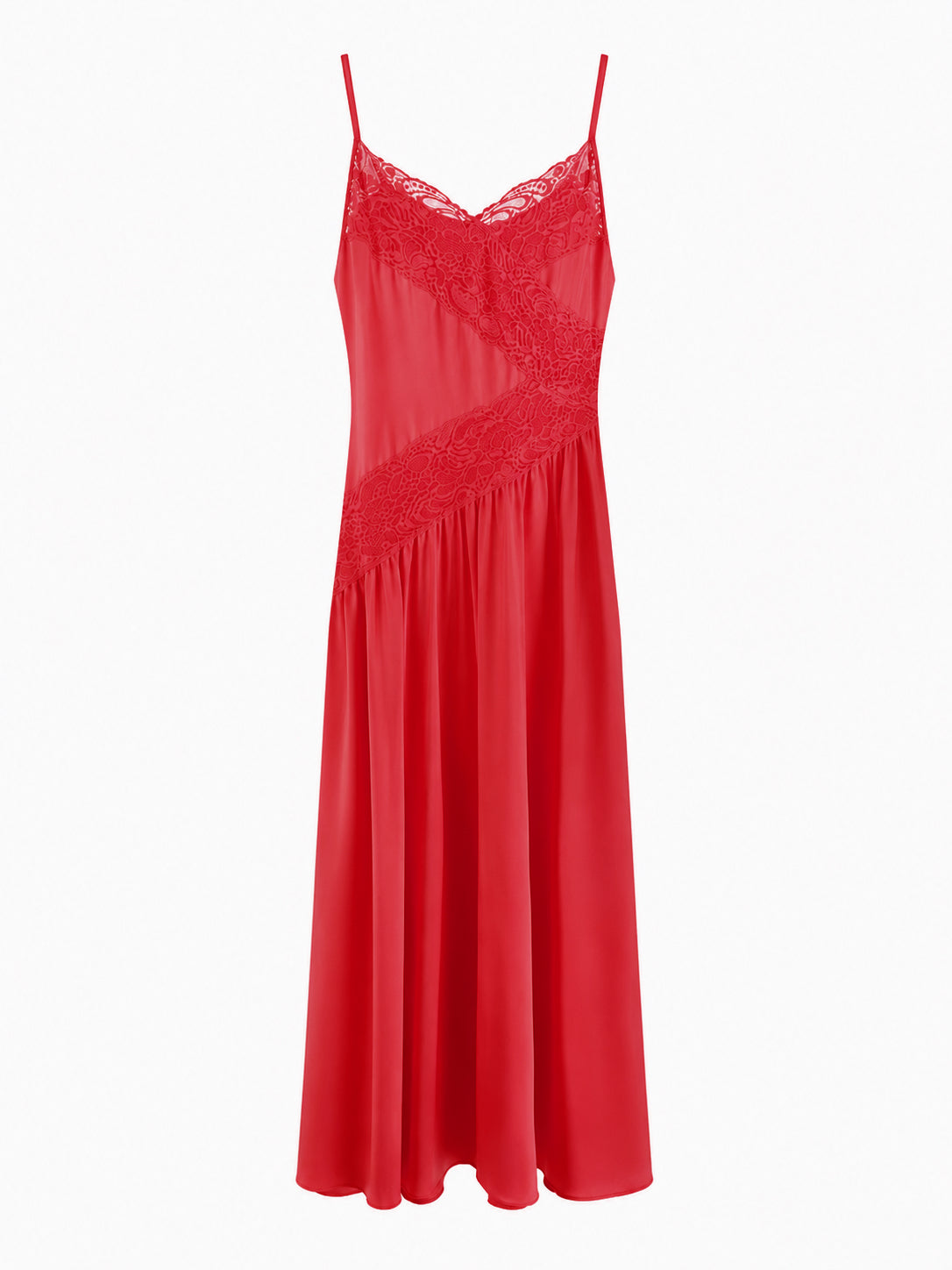 Coral red maxi slip dress with side slit