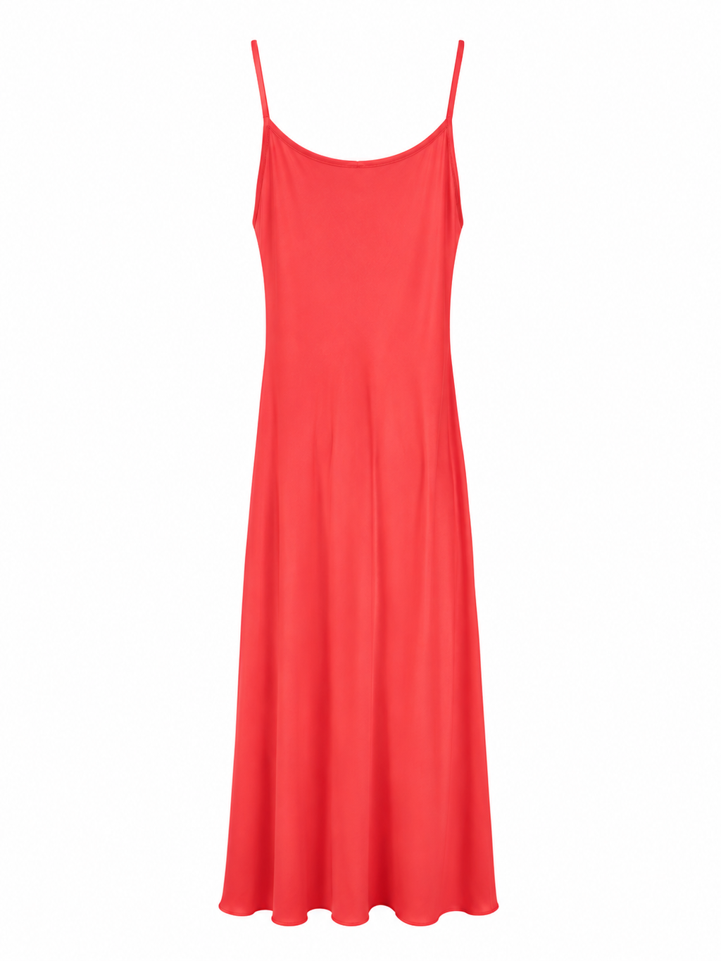 Coral red maxi slip dress with side slit
