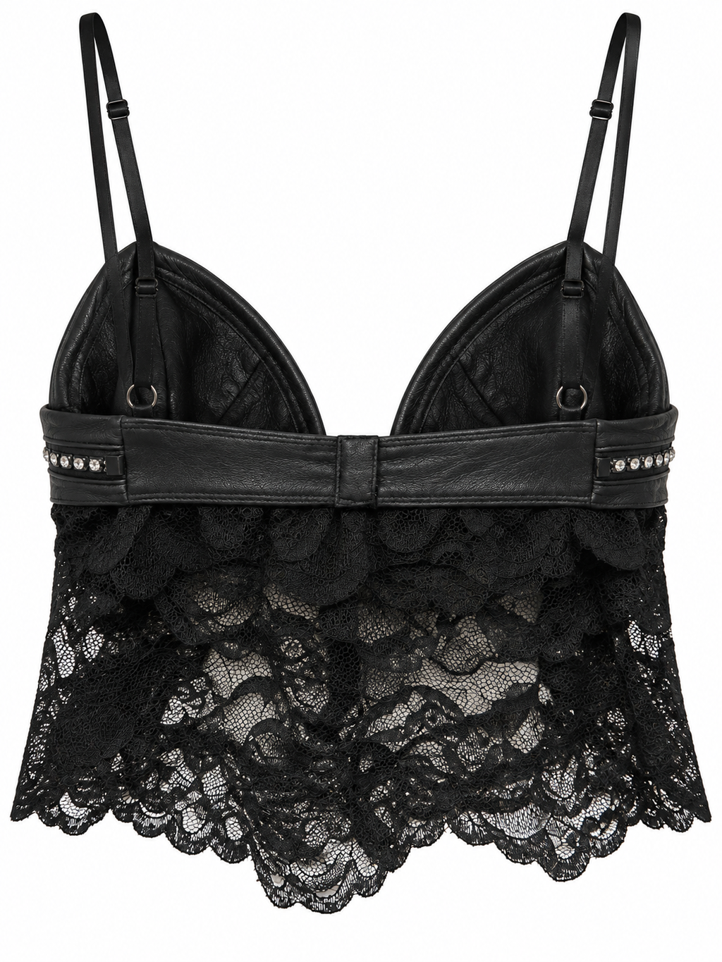 Cinema leather top with lace details