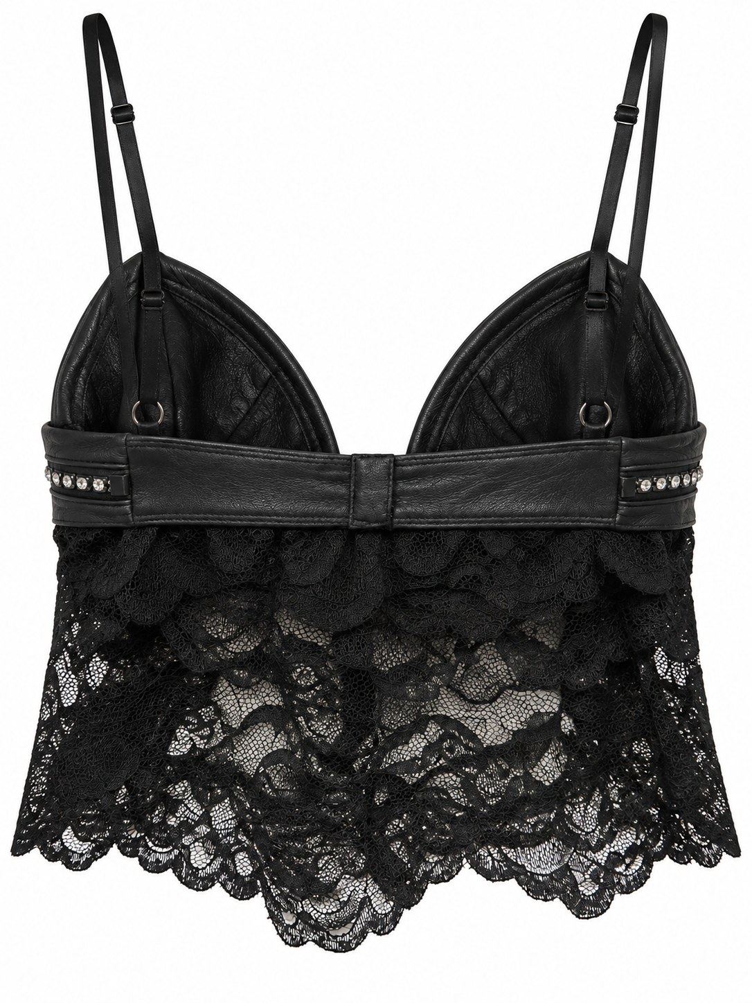 Cinema leather top with lace details