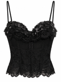 Cinema lace corset with leather details