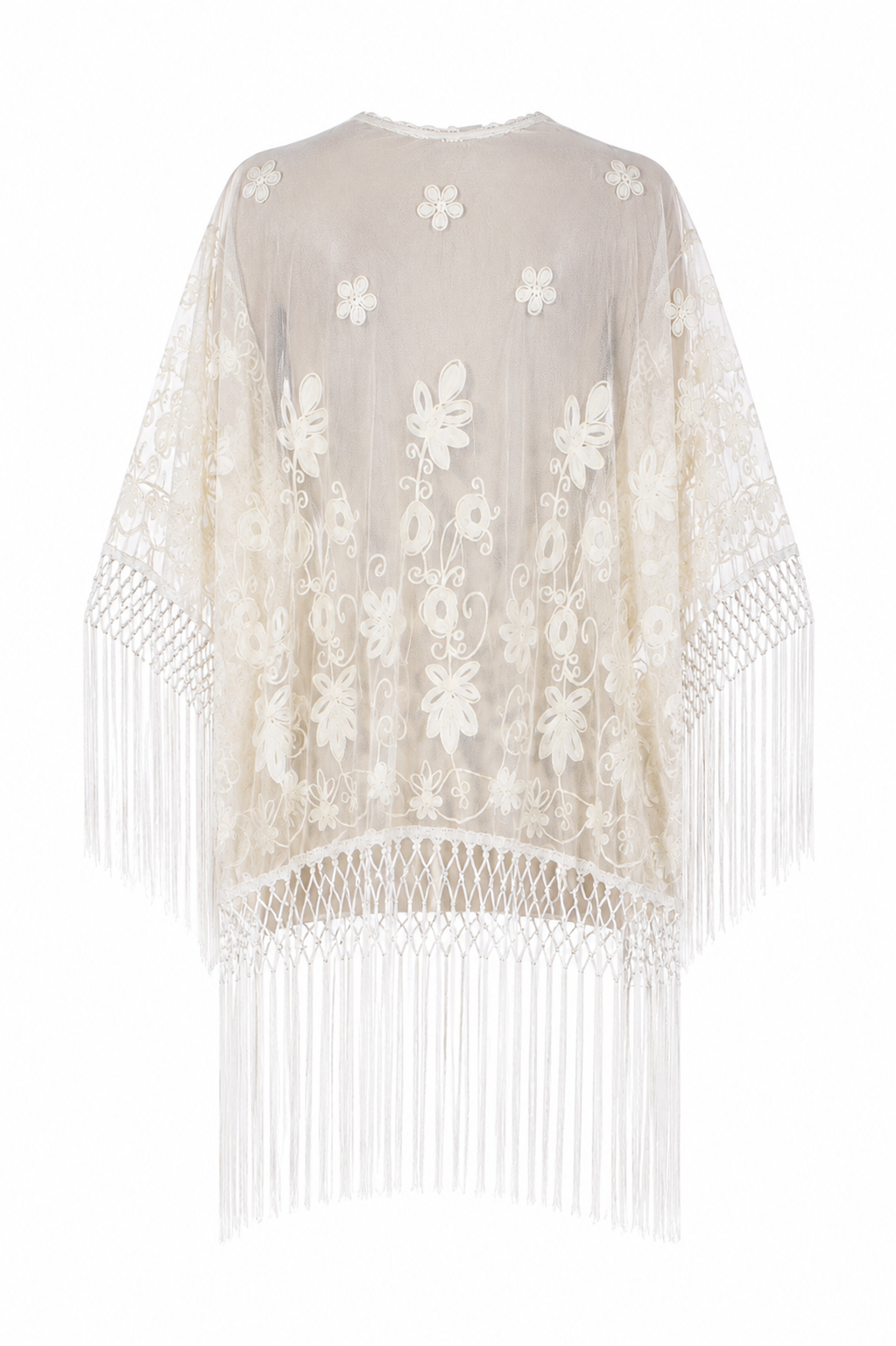 Lace and fringe kimono / poncho