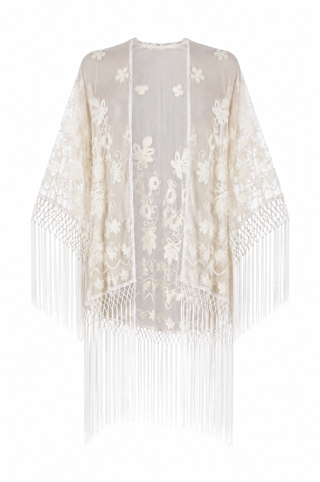 Lace and fringe kimono / poncho