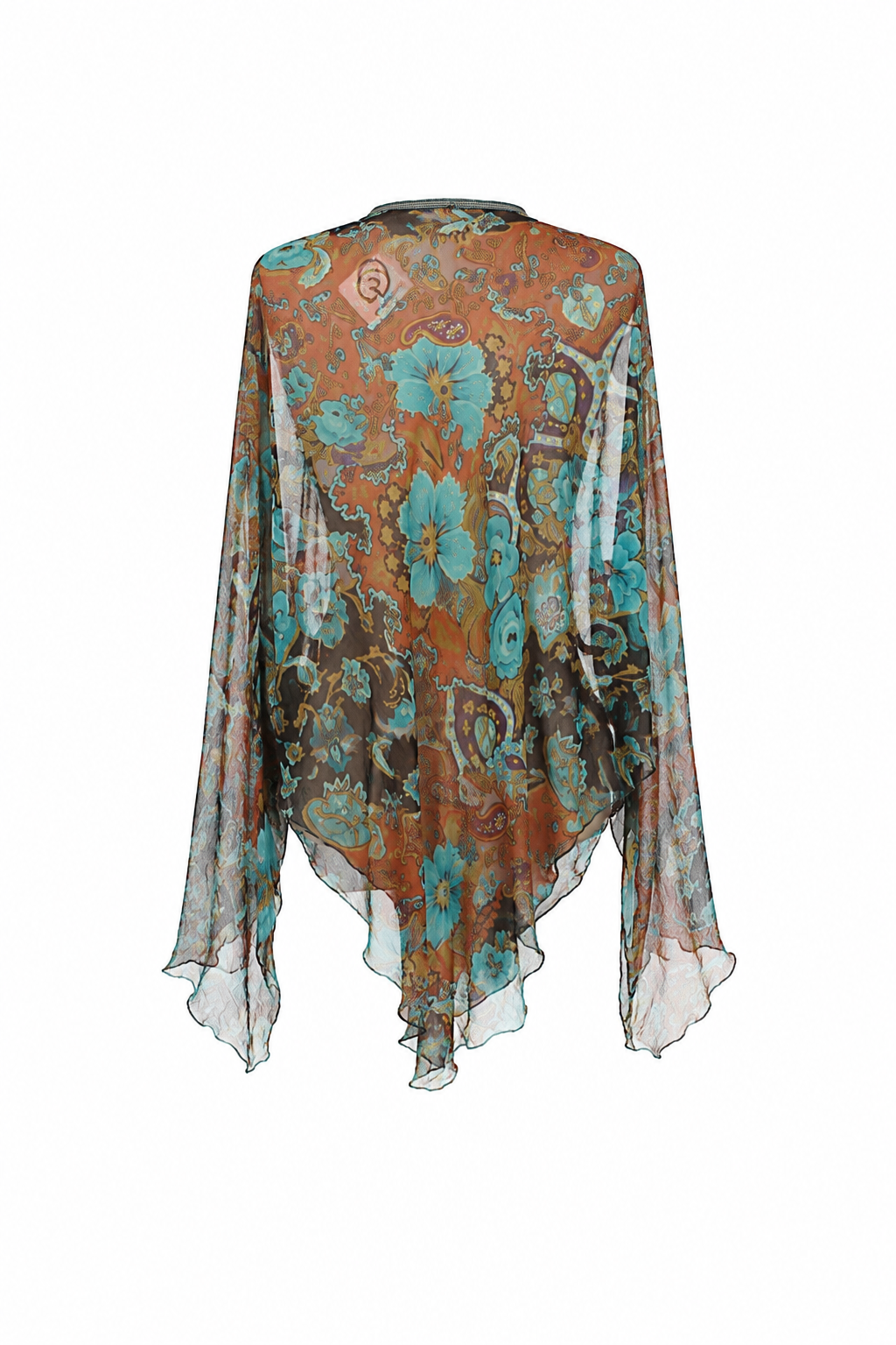 Supper silky cape blouse with beads