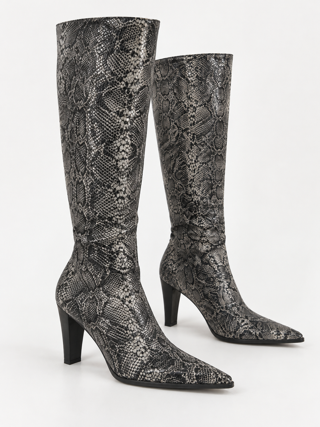 Vintage snake print sock boots