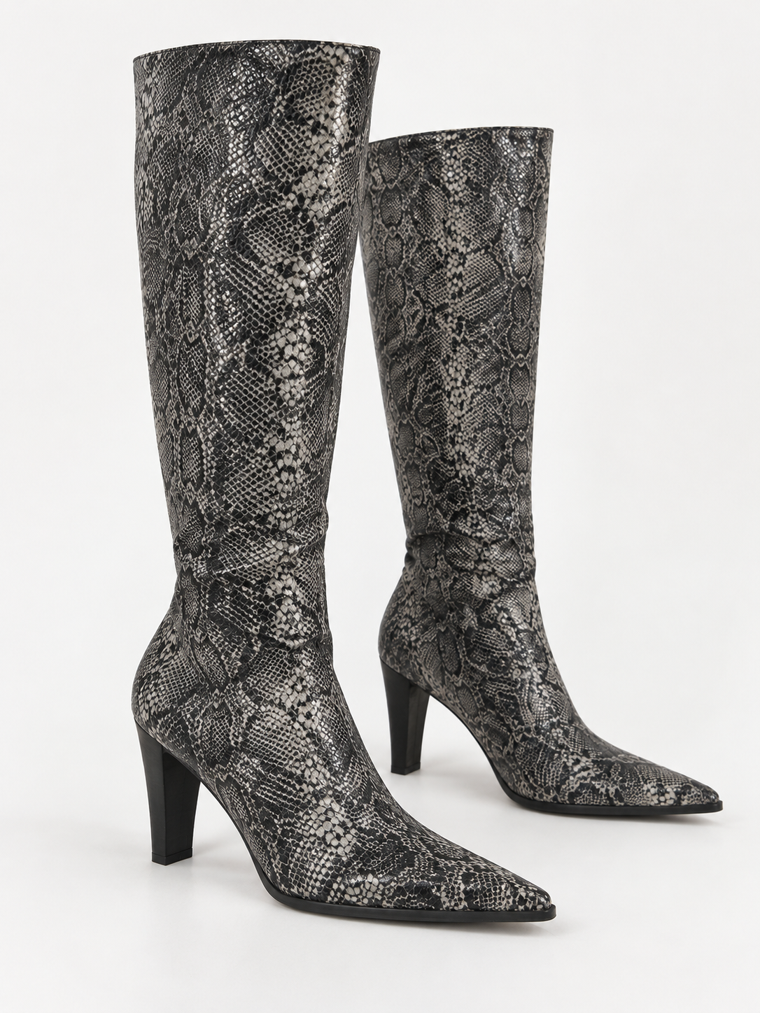 Vintage snake print sock boots