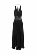 Halter neck backless dress