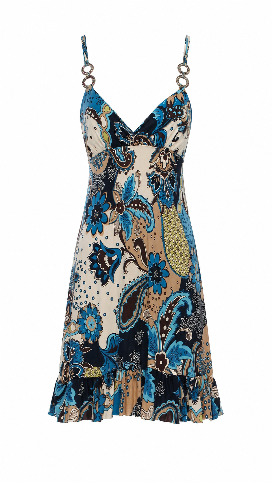 Summer dress with beaded hoops on the straps