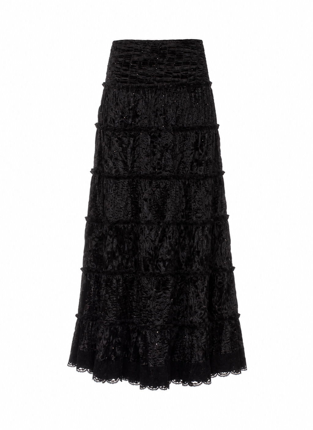 Maxi ruched satin skirt with sequins