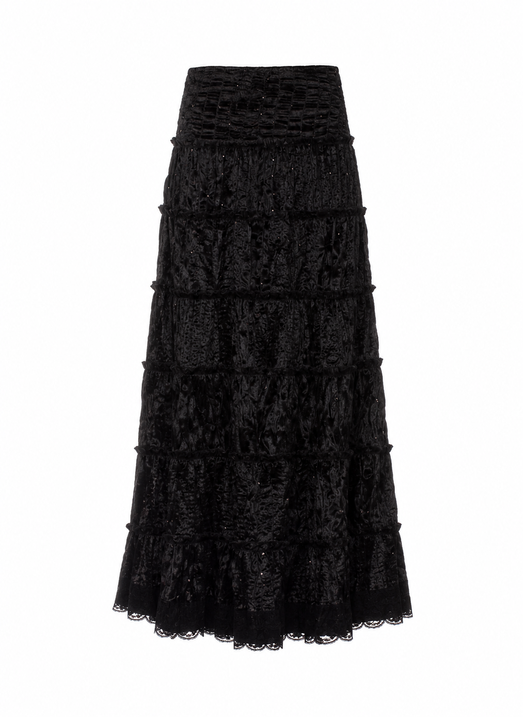 Maxi ruched satin skirt with sequins