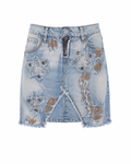Denim skirt with patchwork details