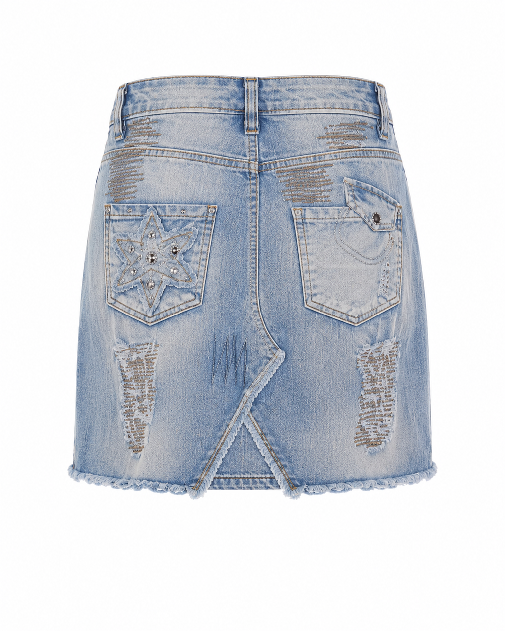 Denim skirt with patchwork details