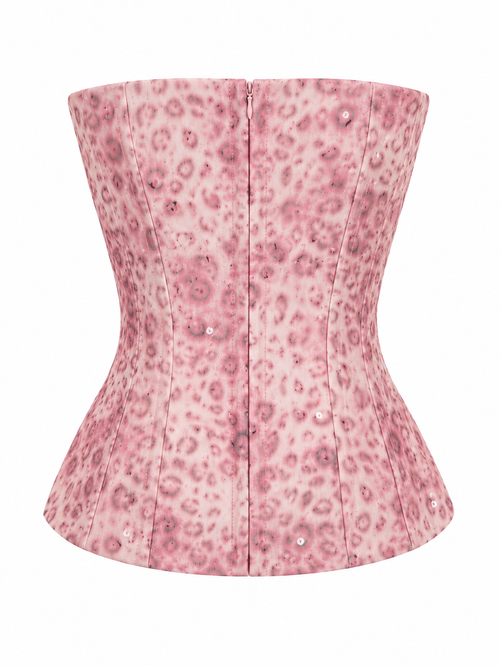 Animal printed corset with sequins