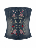 Denim embroidered corset