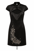Satin Asian style dress with open cleavage