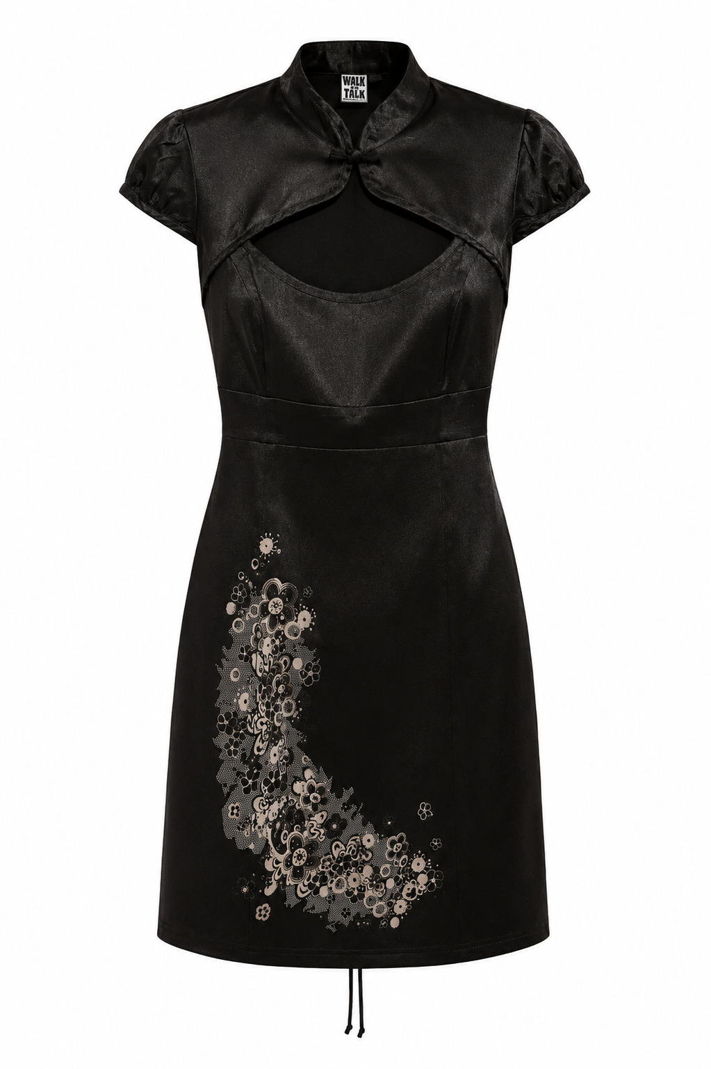 Satin Asian style dress with open cleavage