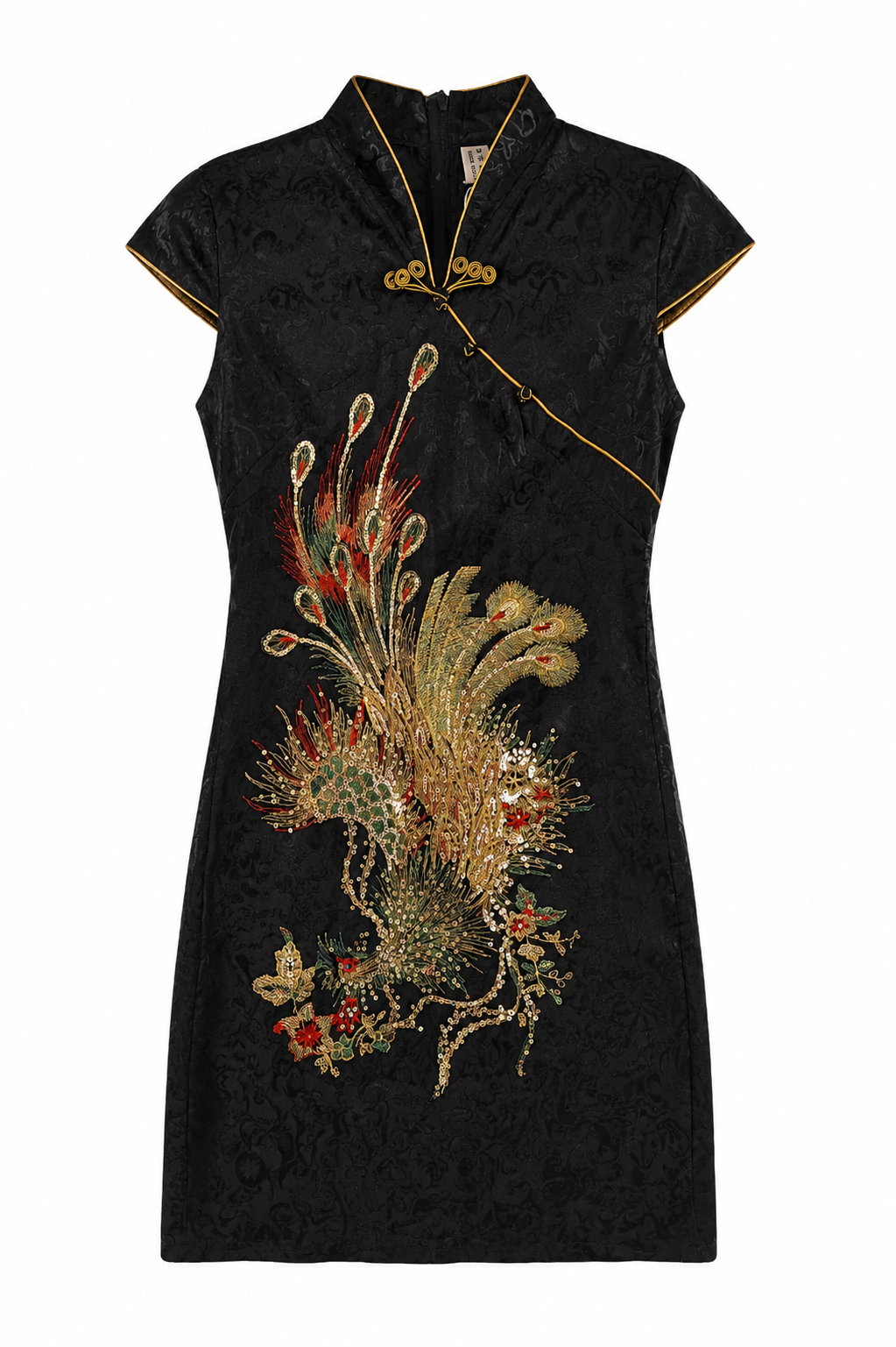 Mandarin dress with big embroidery