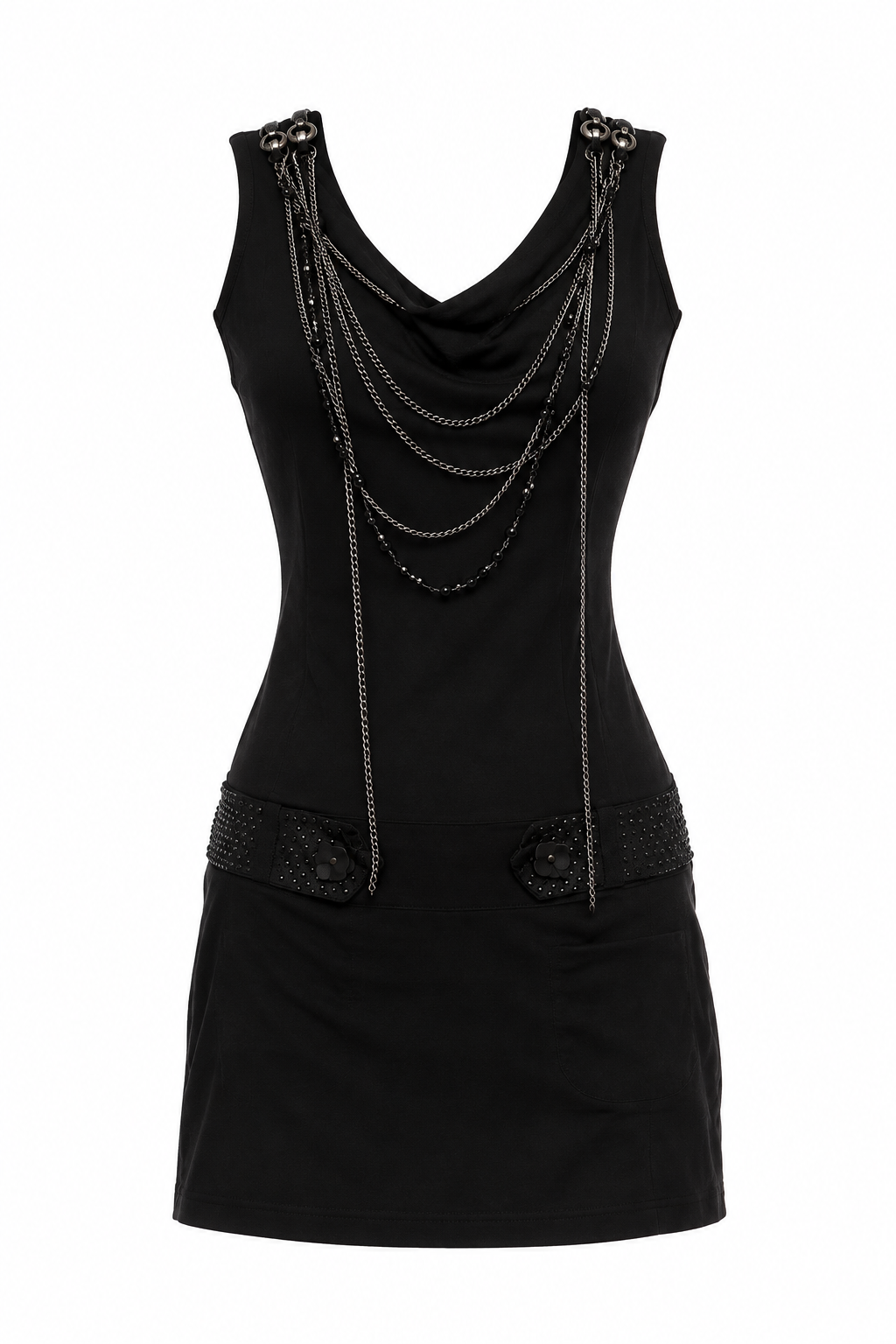 Mini winter thick material dress with chains