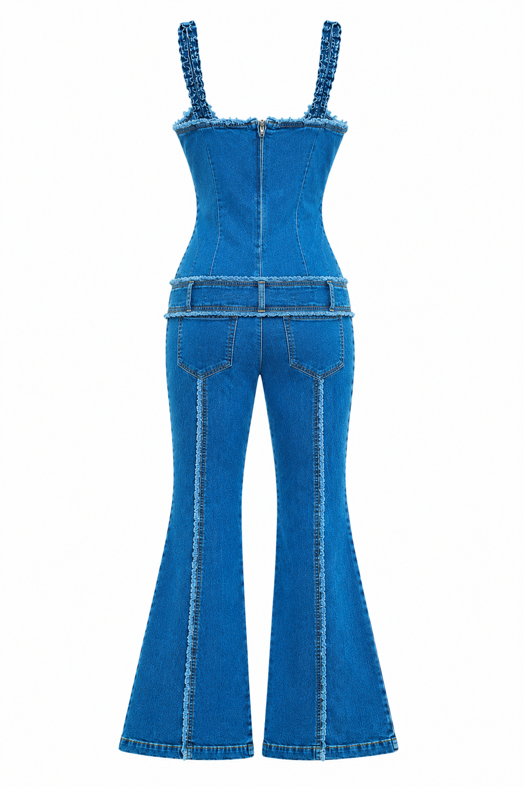 Denim belted overalls