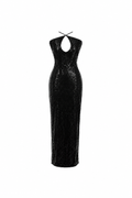 Maxi backless sequin dress