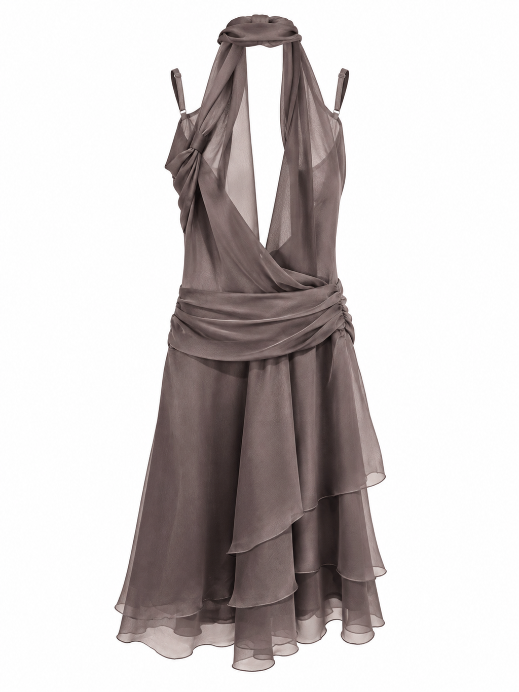 Deadstock halter neck ruffle dress